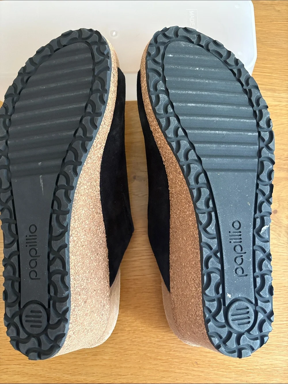 Papillio Black Suede Open-Toe Slide Sandals
